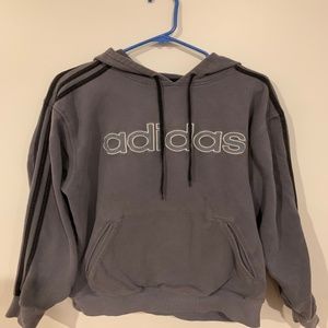 Adidas 3-Stripe Gray/Black Microfiber Hoodie